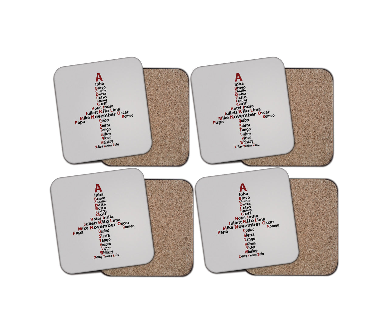 Airplane Shape Aviation Alphabet Designed Coasters