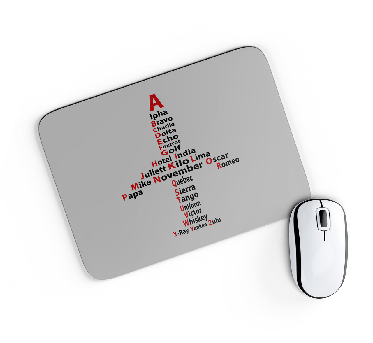 Airplane Shape Aviation Alphabet Designed Mouse Pads