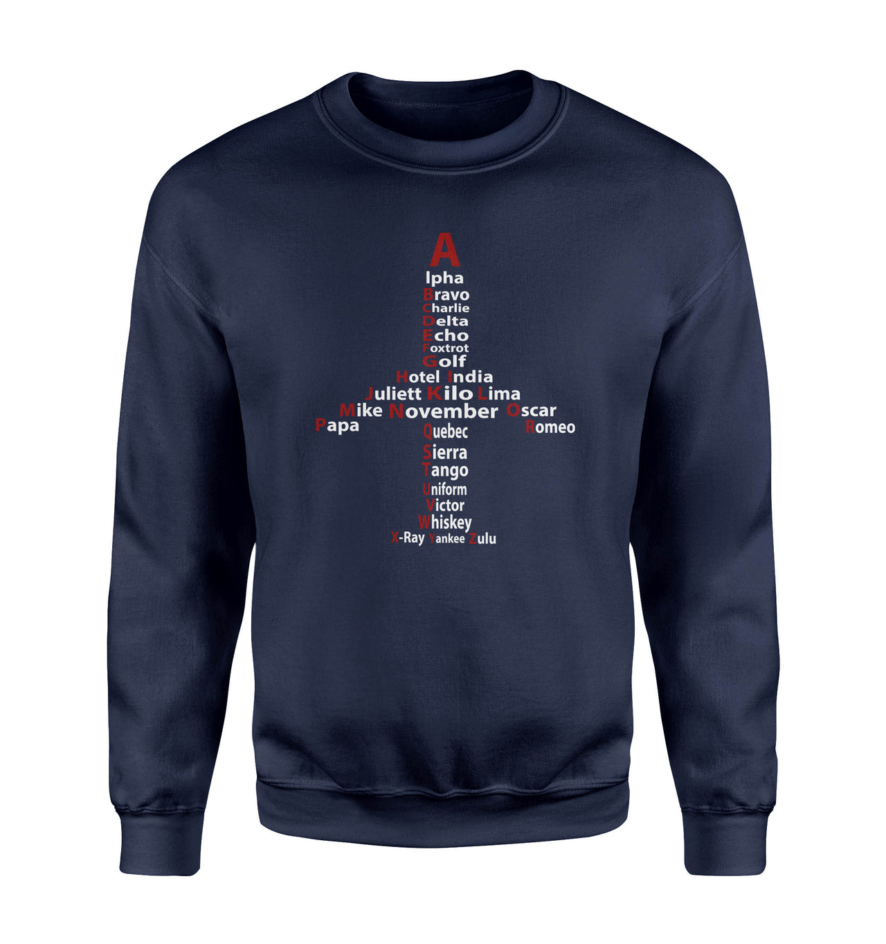 Airplane Shape Aviation Alphabet Designed Sweatshirts