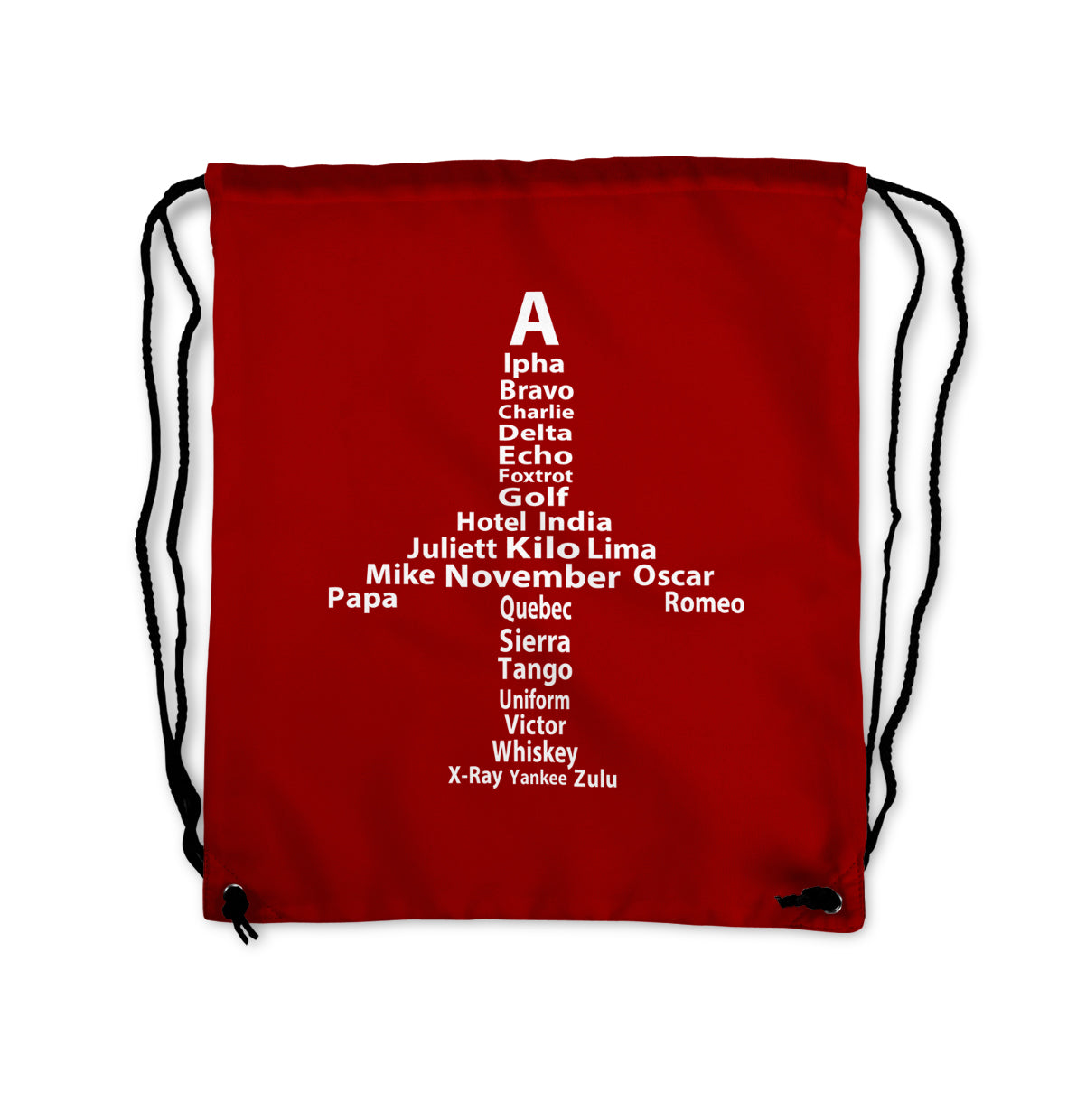 Airplane Shape Aviation Alphabet Designed Drawstring Bags