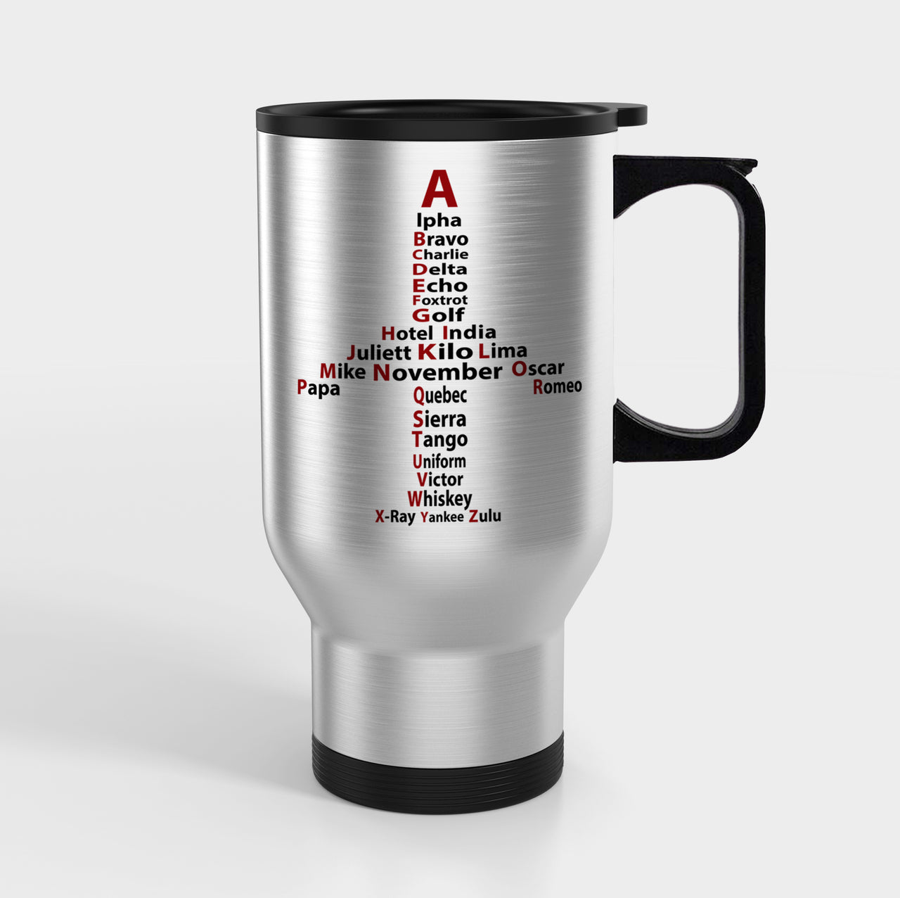 Airplane Shape Aviation Alphabet Designed Travel Mugs (With Holder)