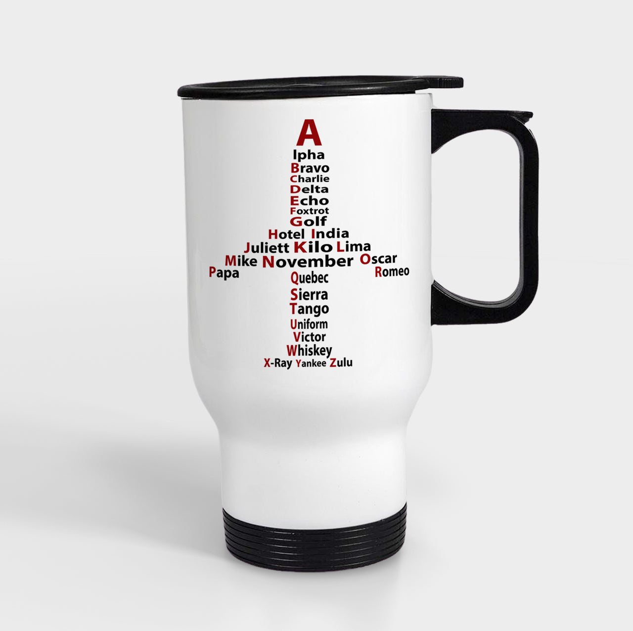 Airplane Shape Aviation Alphabet Designed Travel Mugs (With Holder)