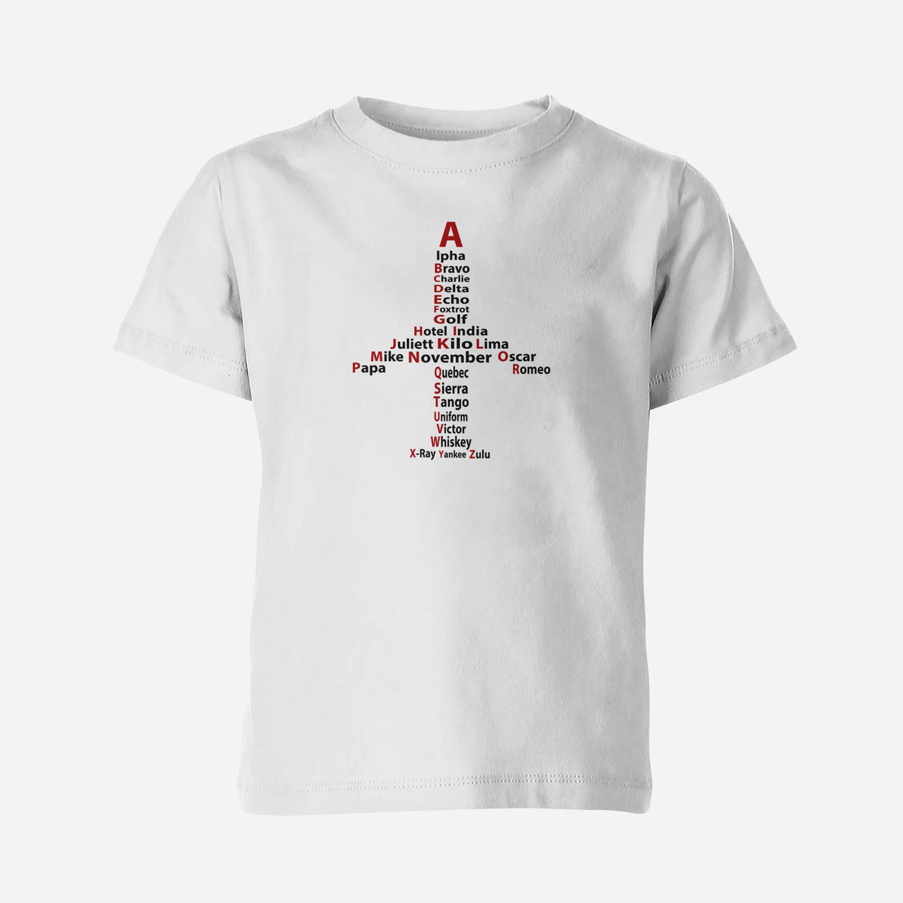 Airplane Shape Aviation Alphabet Designed Children T-Shirts