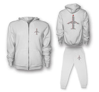 Thumbnail for Airplane Shape Aviation Alphabet Designed Zipped Hoodies & Sweatpants Set