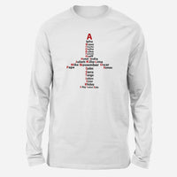 Thumbnail for Airplane Shape Aviation Alphabet Designed Long-Sleeve T-Shirts