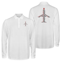 Thumbnail for Airplane Shape Aviation Alphabet Designed Long Sleeve Polo T-Shirts (Double-Side)