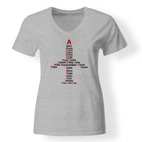 Thumbnail for Airplane Shape Aviation Alphabet Designed V-Neck T-Shirts