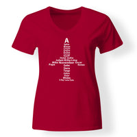 Thumbnail for Airplane Shape Aviation Alphabet Designed V-Neck T-Shirts