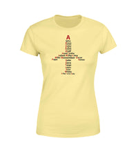 Thumbnail for Airplane Shape Aviation Alphabet Designed Women T-Shirts