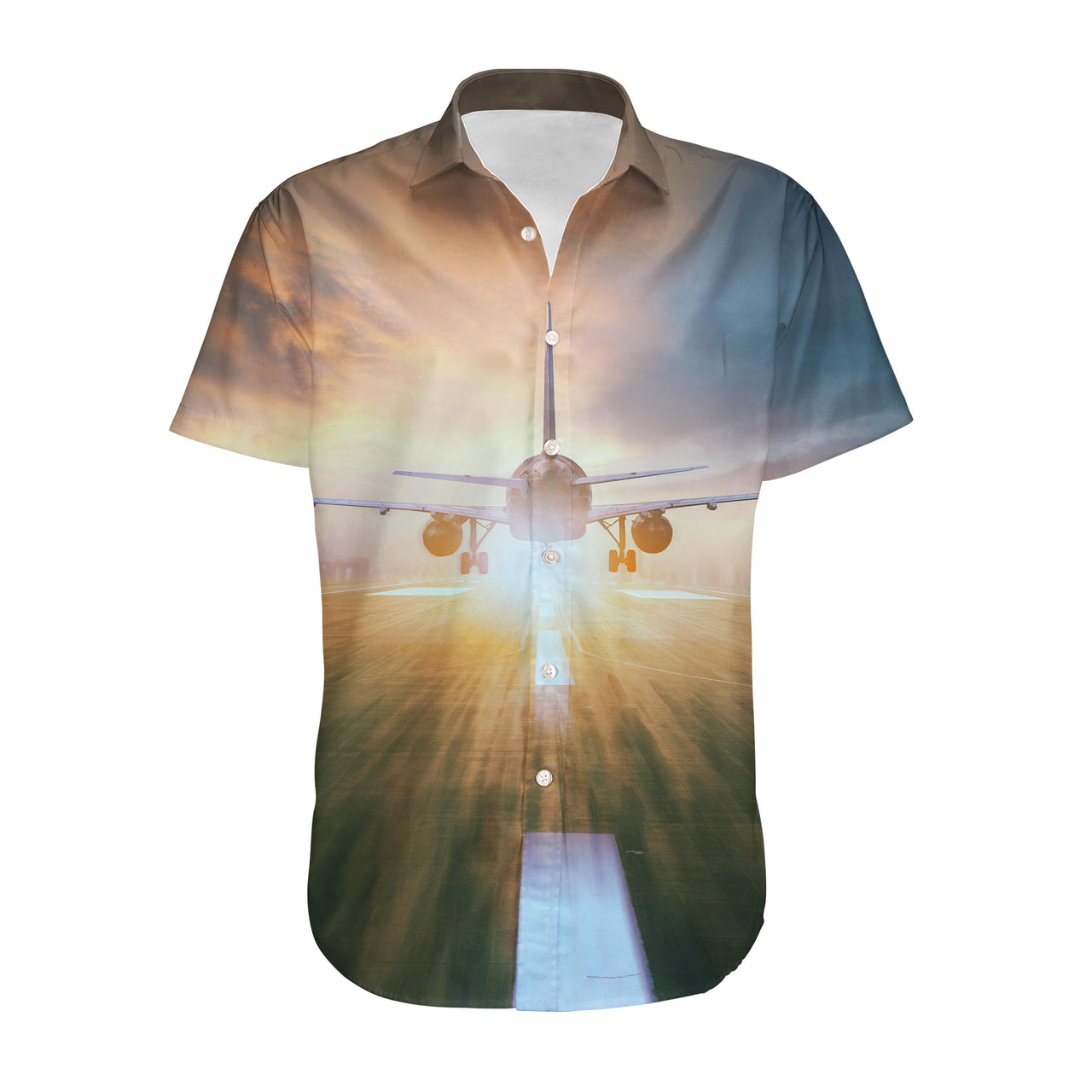 Airplane Flying Over Runway Designed 3D Shirts