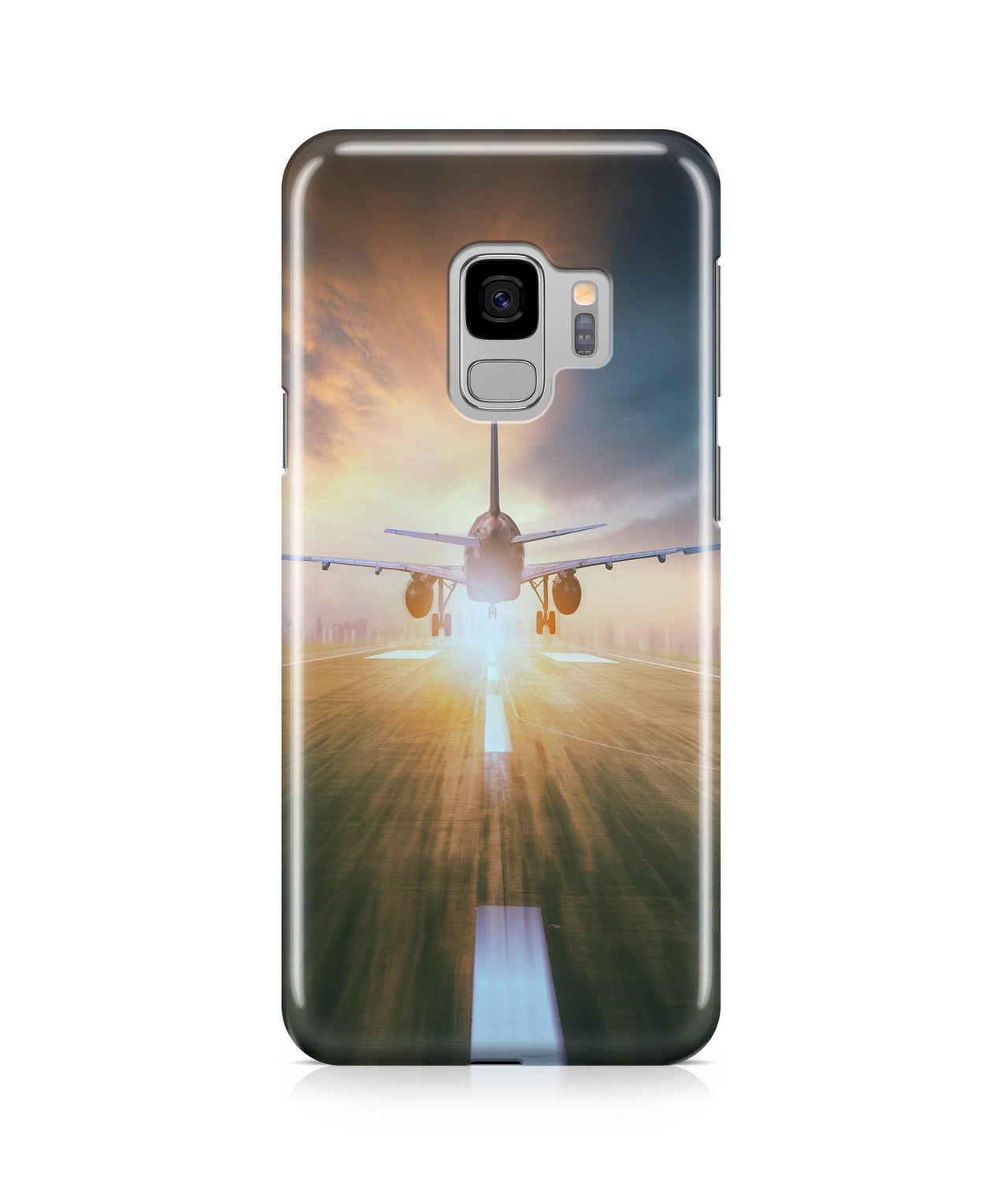 Airplane Flying Over Runway Printed Samsung J Cases