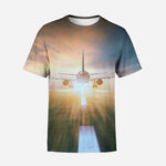 Airplane Flying Over Runway Printed 3D T-Shirts