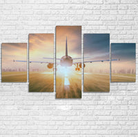 Thumbnail for Airplane Flying Over Runway Printed Multiple Canvas Poster Aviation Shop 
