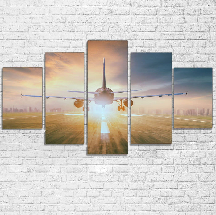 Airplane Flying Over Runway Printed Multiple Canvas Poster Aviation Shop 