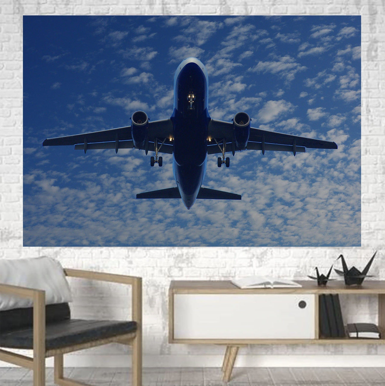 Airplane From Below Printed Canvas Posters (1 Piece) Aviation Shop 