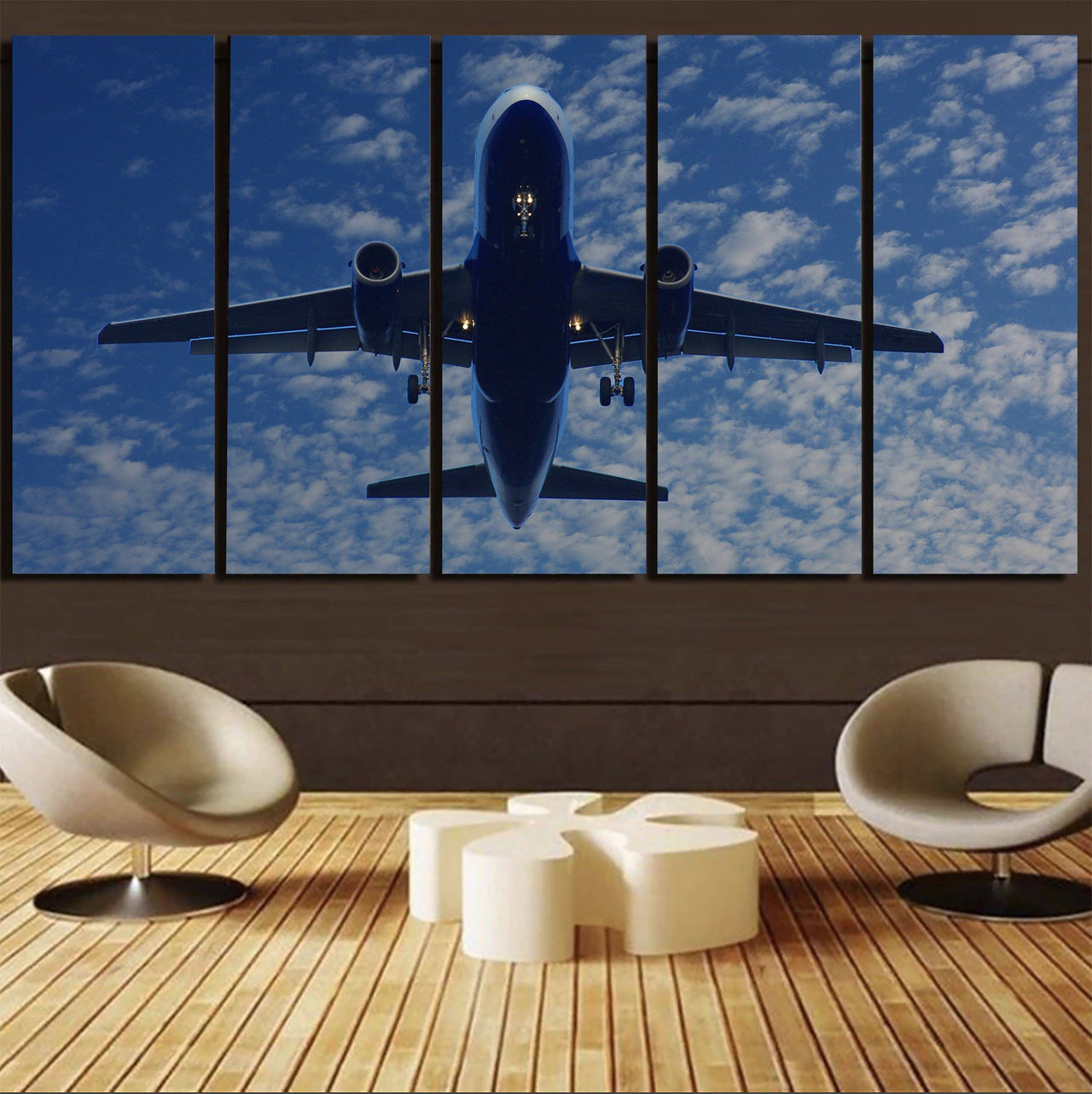 Airplane From Below Printed Canvas Prints (5 Pieces) Aviation Shop 
