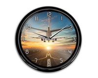 Thumbnail for Airplane over Runway Towards the Sunrise Printed Wall Clocks Aviation Shop 