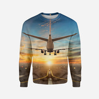 Thumbnail for Airplane over Runway Towards the Sunrise Printed 3D Sweatshirts
