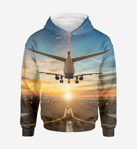 Thumbnail for Airplane over Runway Towards the Sunrise Printed 3D Hoodies