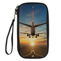Thumbnail for Airplane over Runway Towards the Sunrise-Vertical Designed Travel Cases & Wallets