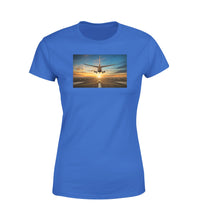 Thumbnail for Airplane over Runway Towards the Sunrise Designed Women T-Shirts