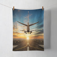 Thumbnail for Airplane over Runway Towards the Sunrise Designed Towels