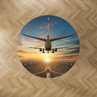 Thumbnail for Airplane over Runway Towards the Sunrise Designed Carpet & Floor Mats (Round)