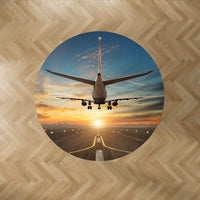 Thumbnail for Airplane over Runway Towards the Sunrise Designed Carpet & Floor Mats (Round)