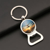 Thumbnail for Airplane over Runway Towards the Sunrise Designed Bottle Opener Key Chains