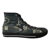 Thumbnail for Airplanes Fuselage & Details Designed Long Canvas Shoes (Women)