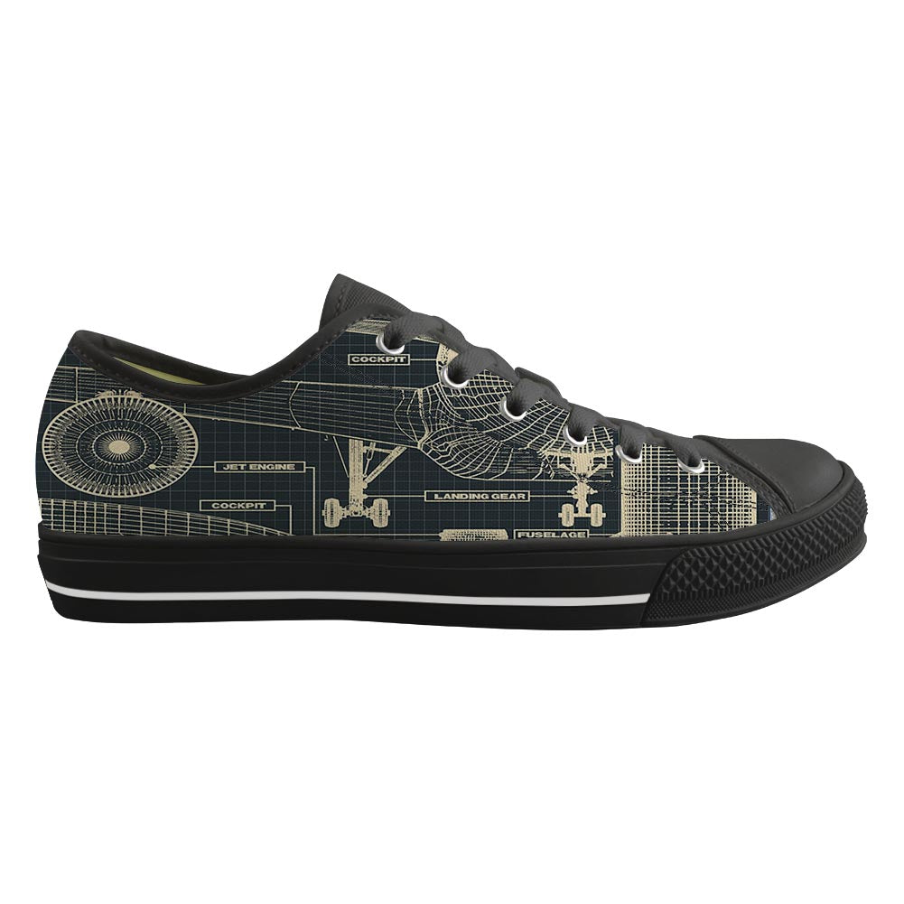 Airplanes Fuselage & Details Designed Canvas Shoes (Men)