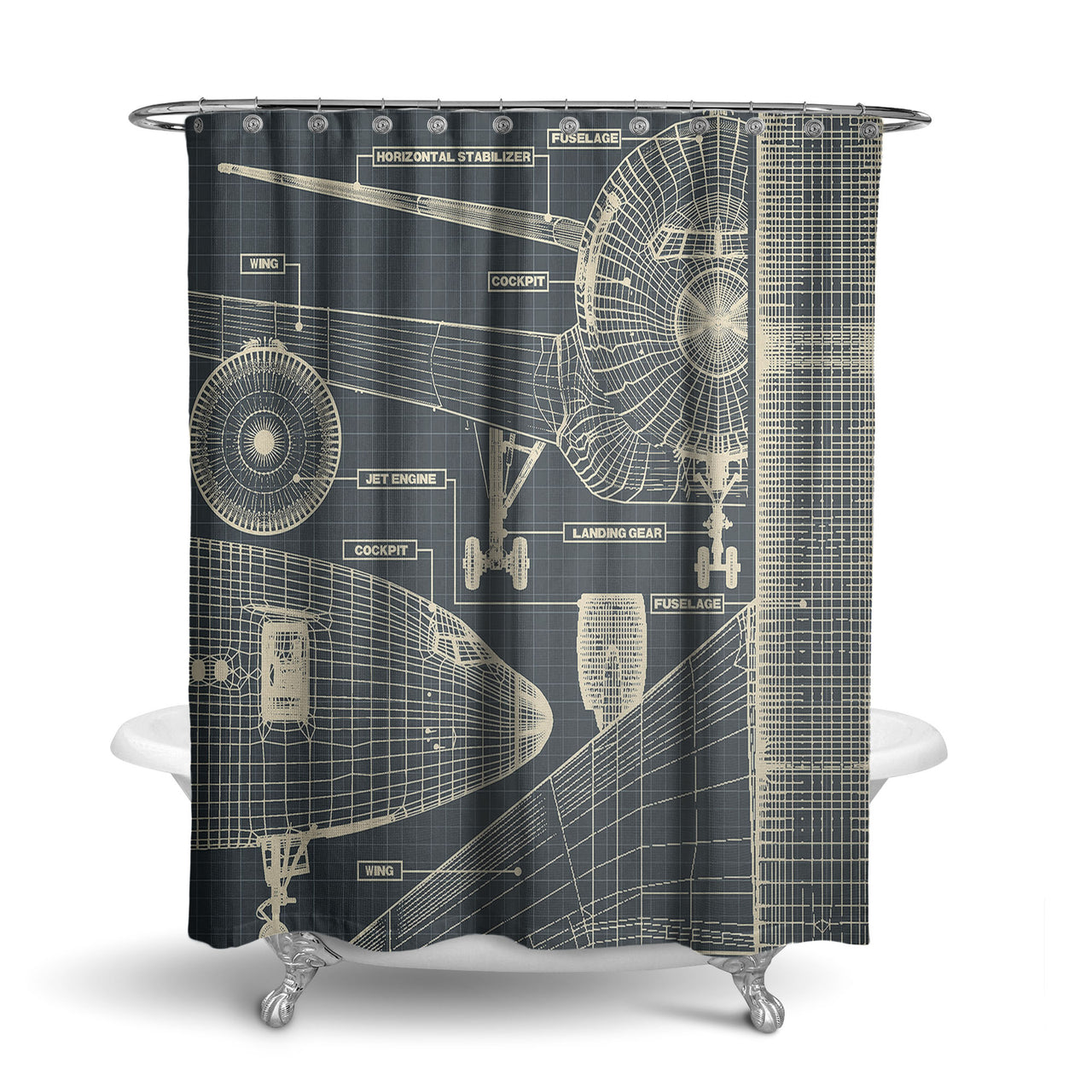 Airplanes Fuselage & Details Designed Shower Curtains