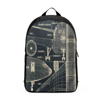 Airplanes Fuselage & Details aviation backpack in durable polyester.
