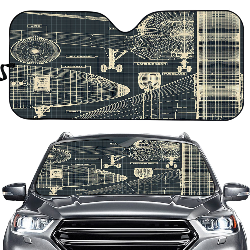 Airplanes Fuselage & Details Designed Car Sun Shade