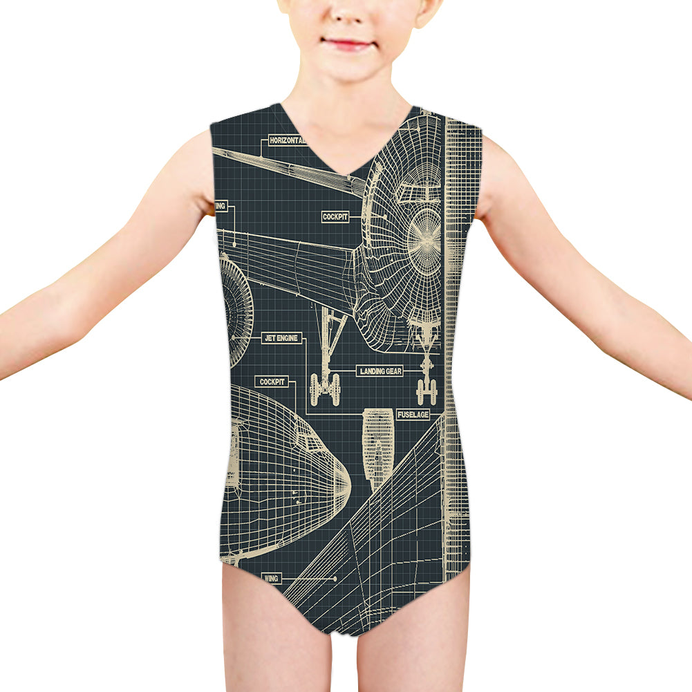 Airplanes Fuselage & Details Designed Kids Swimsuit