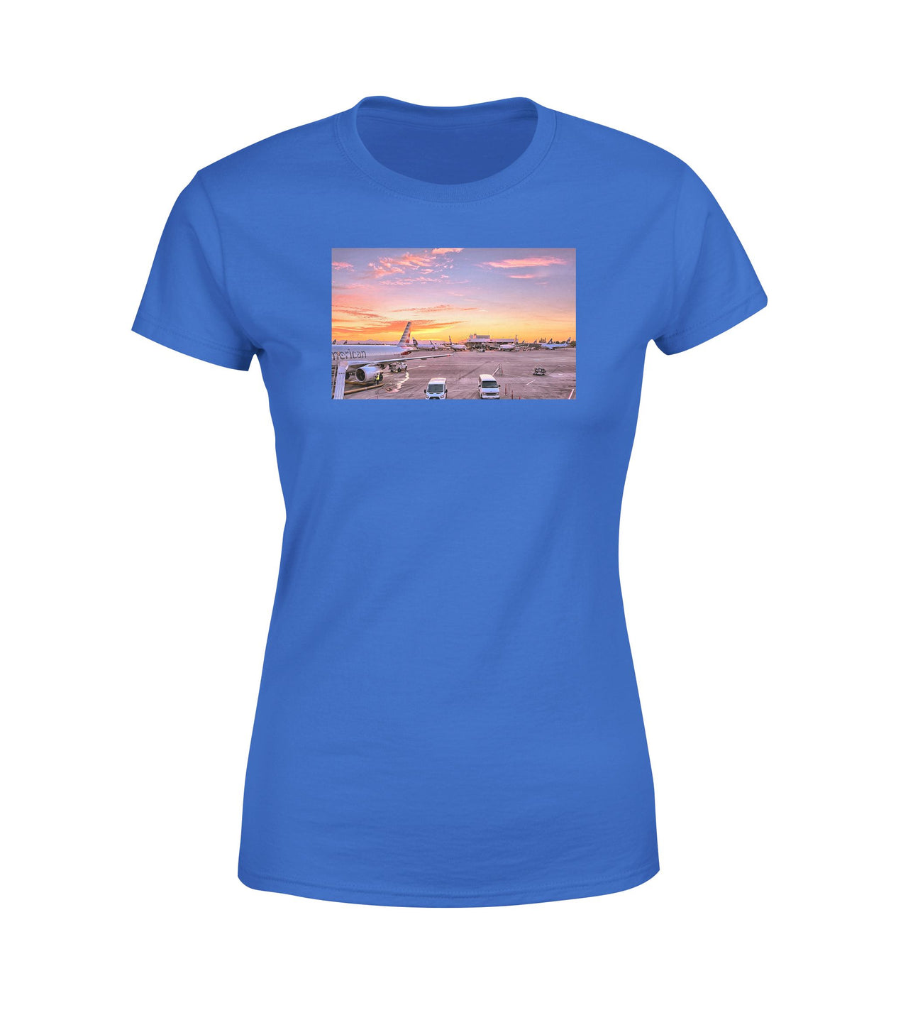 Airport Photo During Sunset Designed Women T-Shirts
