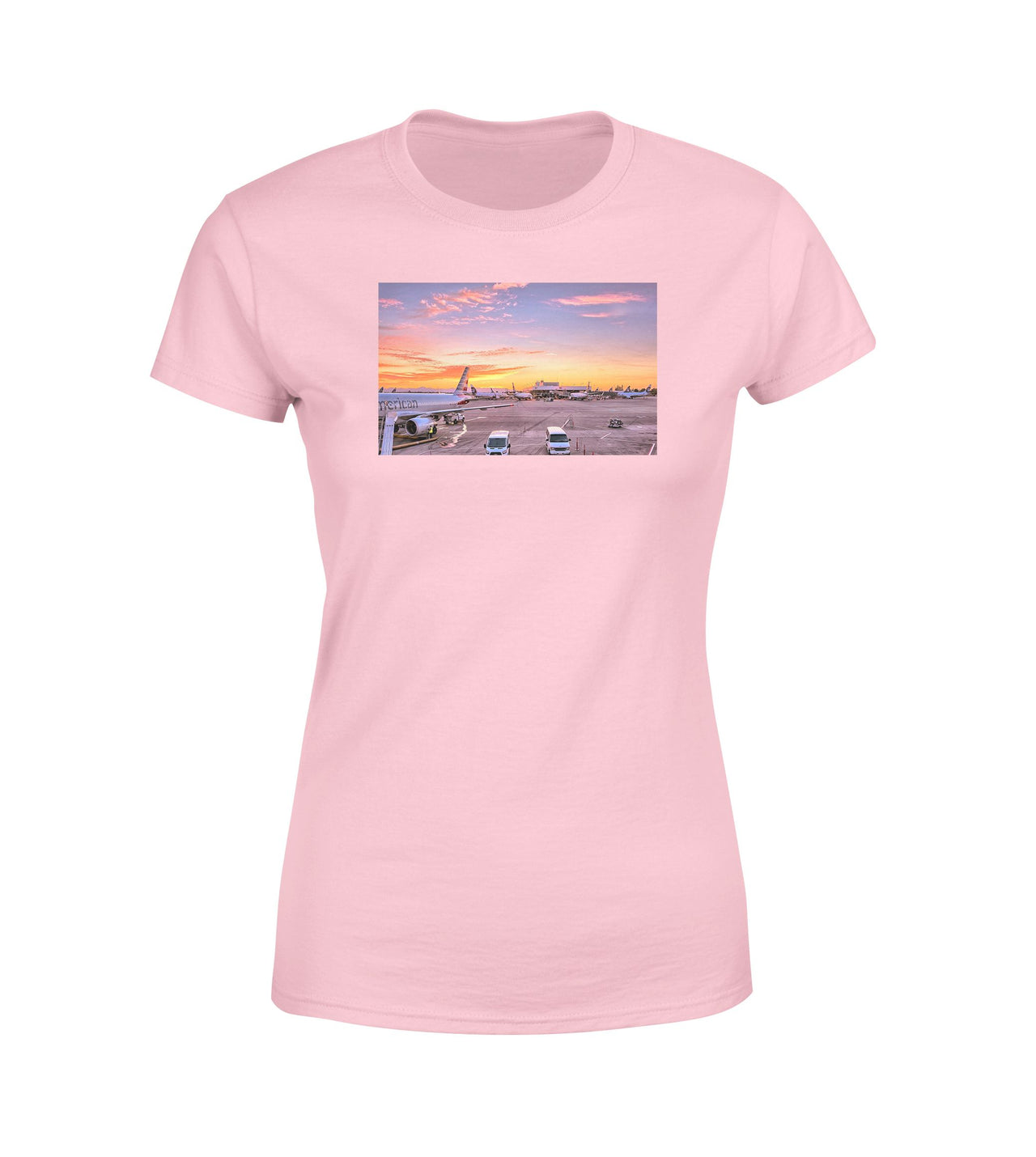 Airport Photo During Sunset Designed Women T-Shirts