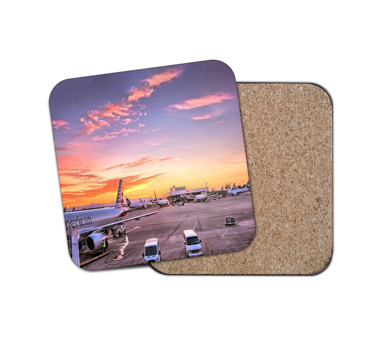 Airport Photo During Sunset Designed Coasters