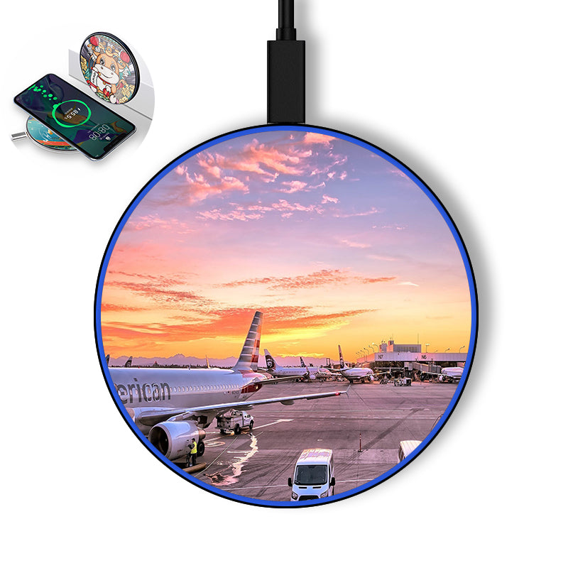 Airport Photo During Sunset Designed Wireless Chargers