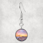 Airport Photo During Sunset Designed Earrings