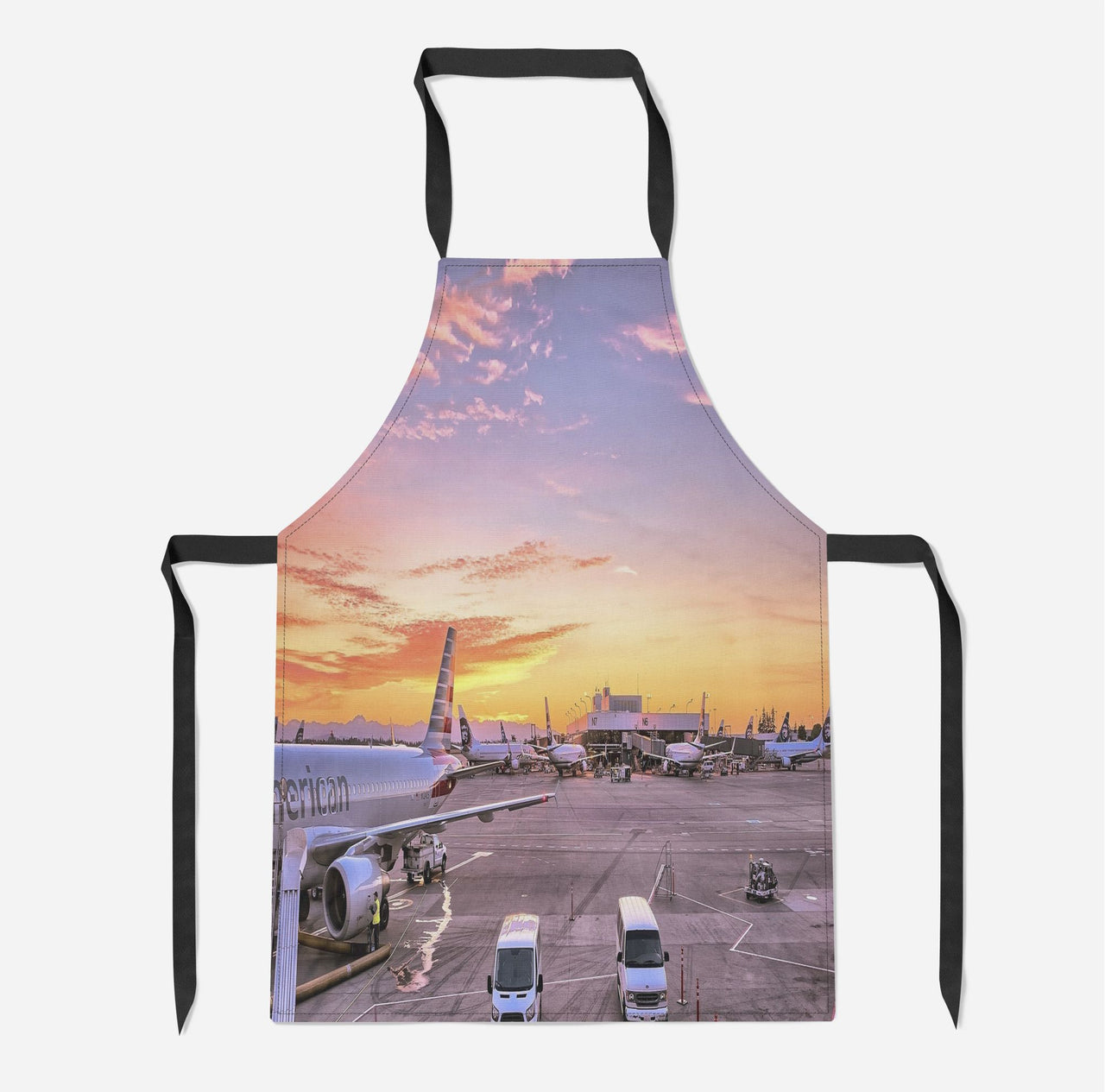 Airport Photo During Sunset Designed Kitchen Aprons