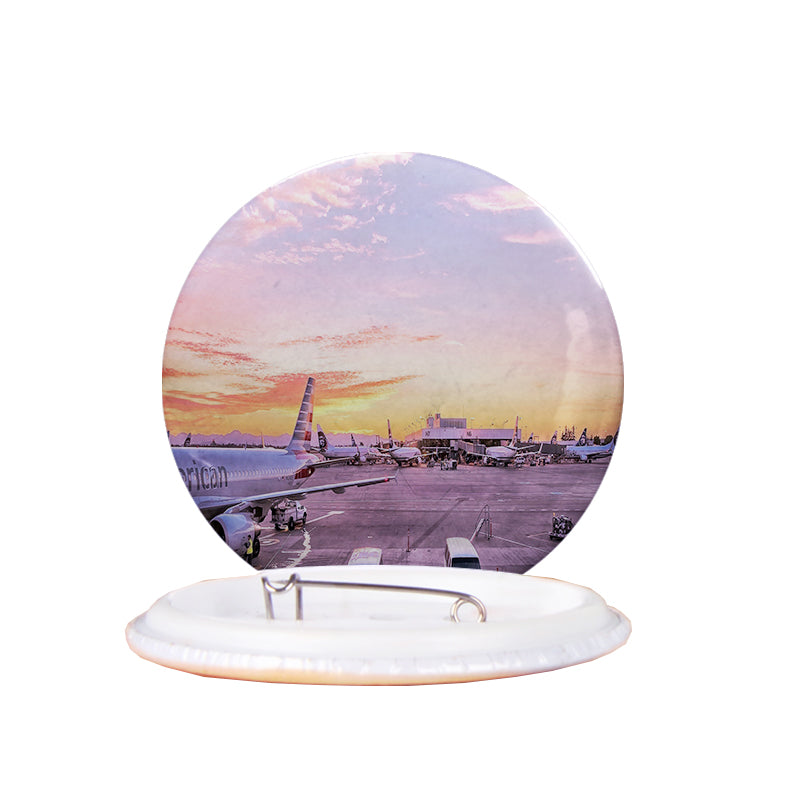 Airport Photo During Sunset Designed Pins