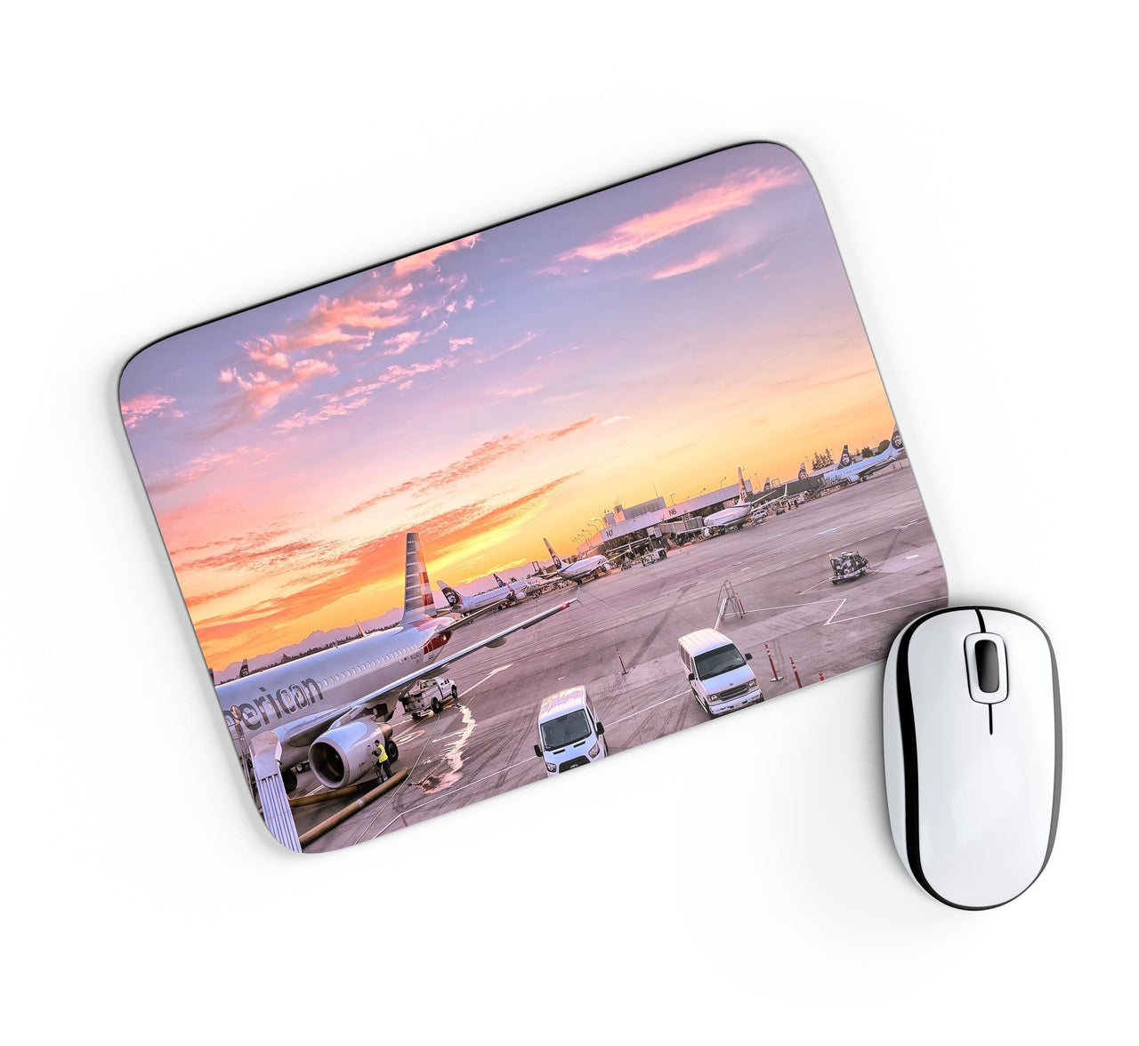 Airport Photo During Sunset Designed Mouse Pads