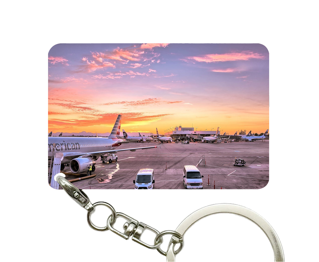 Airport Photo During Sunset Designed Key Chains