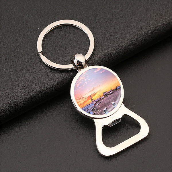 Airport Photo During Sunset Designed Bottle Opener Key Chains