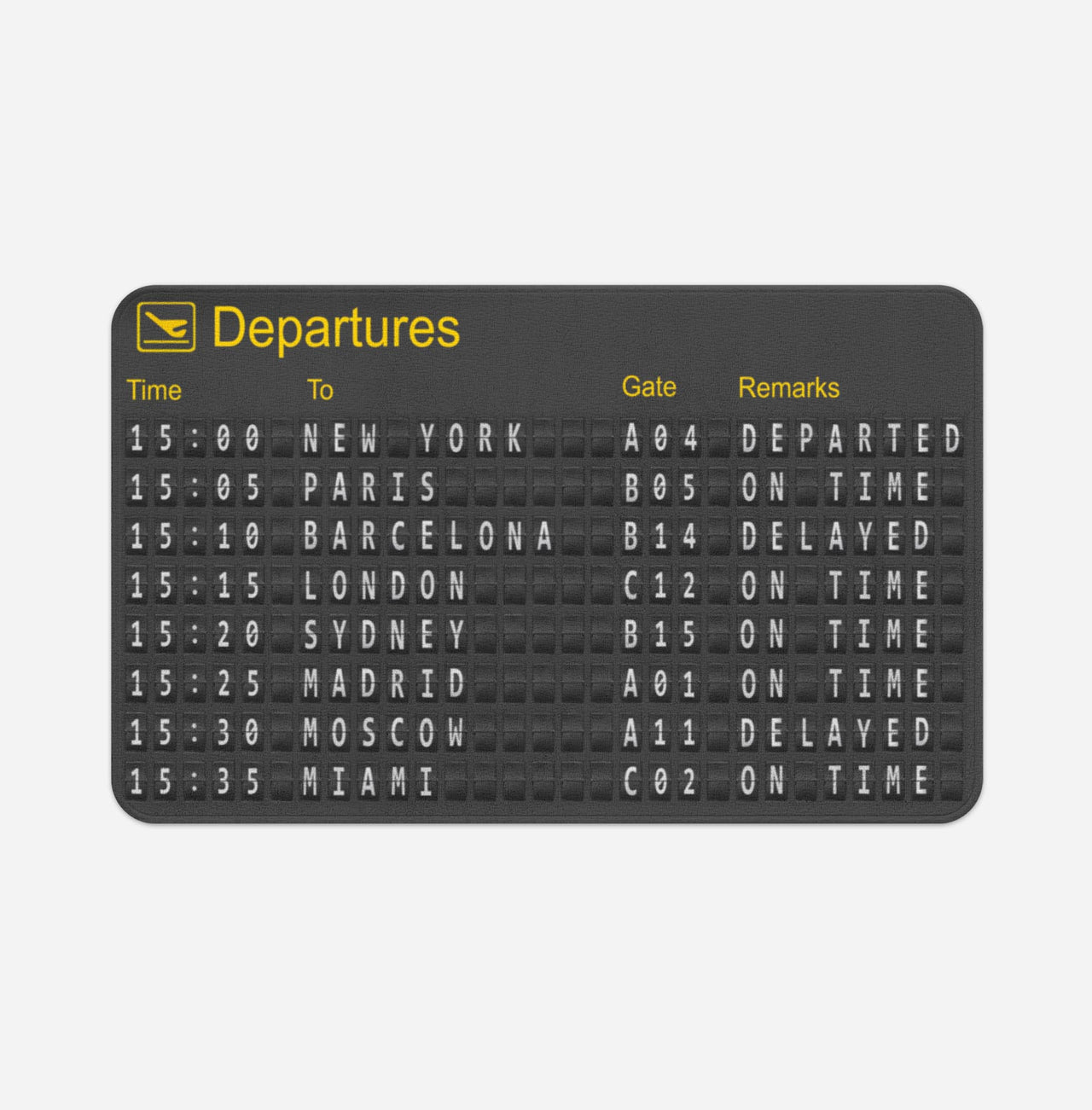 Airport Departure Sign Designed Bath Mats