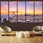 Airport Photo During Sunset Printed Canvas Prints (5 Pieces) Aviation Shop 