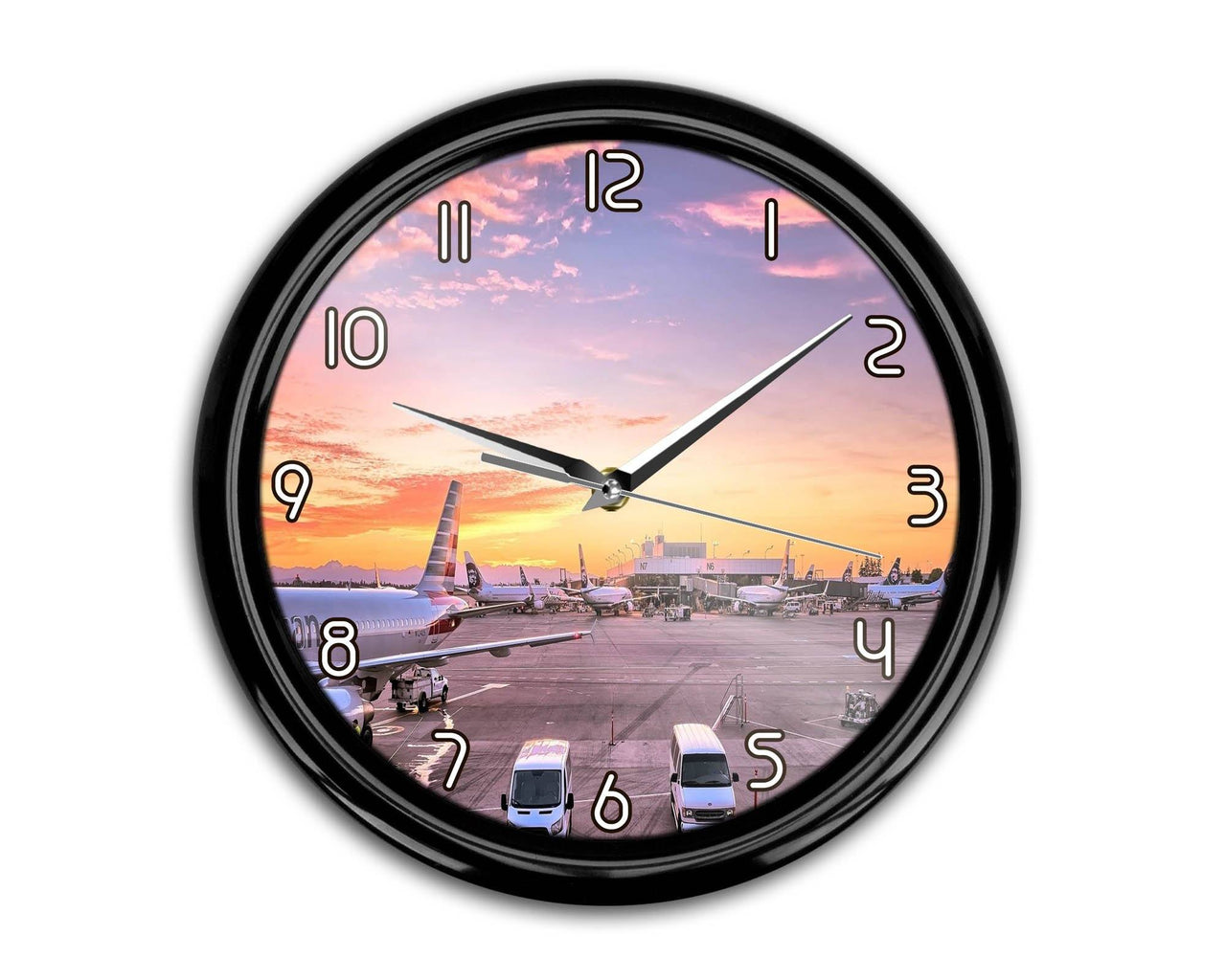 Airport Photo During Sunset Printed Wall Clocks Aviation Shop 
