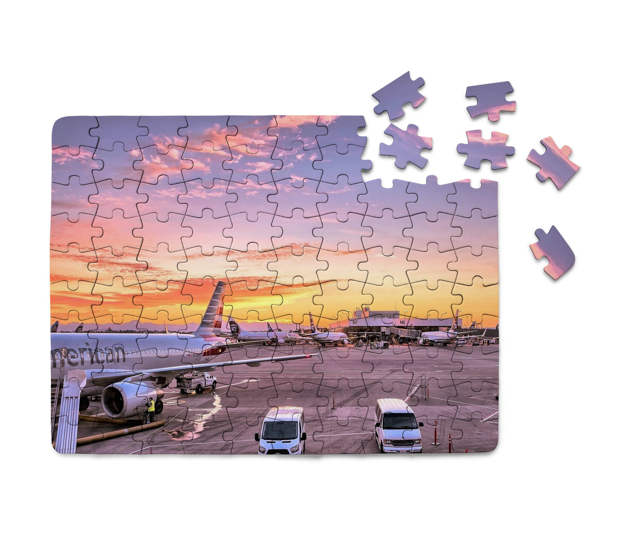 Airport Photo During Sunset Printed Puzzles Aviation Shop 