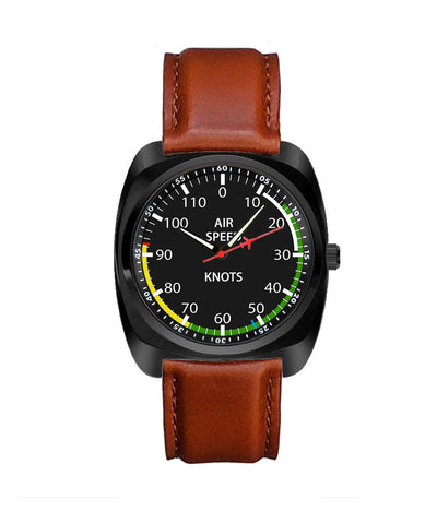 Side view of Airspeed aviation luxury watch in stainless steel, polished finish.